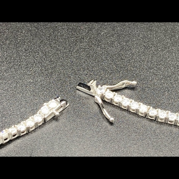 925 Silver Moissanite Tennis Chain Necklace 18” 20” 22” 24” 3mm - Picture 11 of 11